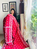 Handcrafted Maroon Cotton Silk Soft Jamdani Saree