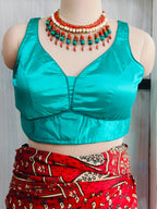 Close front view showing the shaped neckline and satin finish