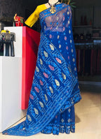 Handcrafted Royal Blue Jamdani Saree with Cutdana Work