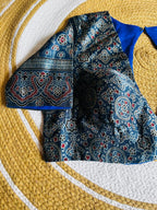 Handcrafted Indigo Blue Ajrakh Modal Silk Padded Blouse