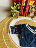 Handcrafted Navy Blue Cotton Jamdani Ready-to-Wear Blouse