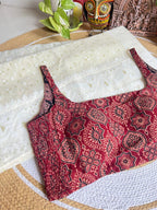 Maroon and Indigo Hand Block Printed Ajrakh Cotton Reversible Readymade Blouse
