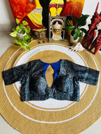 Handcrafted Indigo Blue Ajrakh Modal Silk Padded Blouse