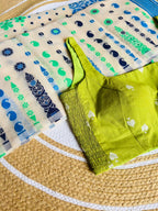 Leaf Green Pure Cotton Woven Spade Motif Stretchable Readymade Blouse