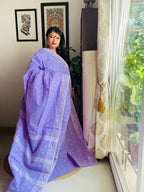 Handcrafted Mauve Cotton Bengal Jamdani Saree