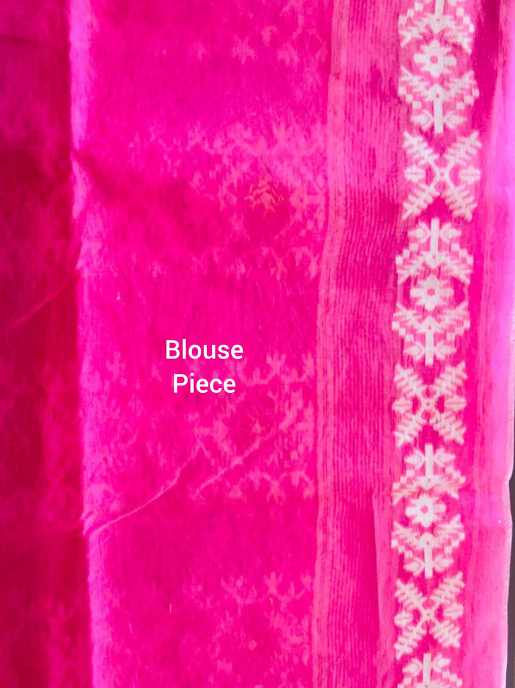 Handcrafted Fuchsia Pink Cotton Bengal Jamdani Saree