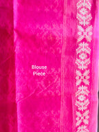 Handcrafted Fuchsia Pink Cotton Bengal Jamdani Saree