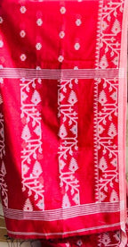 Handcrafted Maroon Cotton Silk Soft Jamdani Saree