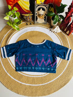 Handcrafted Azure Blue Cotton Jamdani Ready-to-Wear Blouse