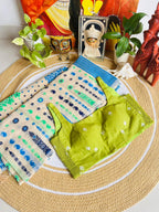 Leaf Green Pure Cotton Woven Spade Motif Stretchable Readymade Blouse