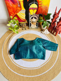 Handcrafted Pine Green Raw Silk Padded Blouse