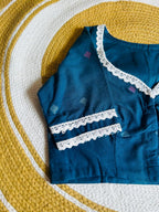 Handcrafted Azure Blue Cotton Jamdani Ready-to-Wear Blouse
