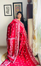 Handcrafted Maroon Cotton Silk Soft Jamdani Saree