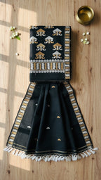 Kajari - Assam Handloom Cotton Saree (Black)