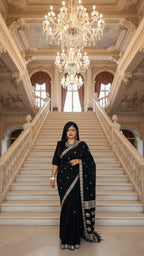 Kajari - Assam Handloom Cotton Saree (Black)