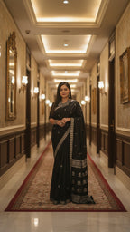 Kajari - Assam Handloom Cotton Saree (Black)