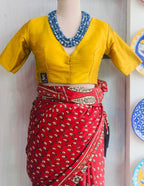 Golden Yellow Raw Silk Front-Open Padded Blouse