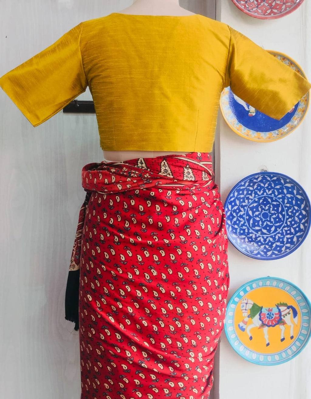 Golden Yellow Raw Silk Front-Open Padded Blouse