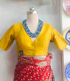 Golden Yellow Raw Silk Front-Open Padded Blouse