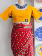 Yellow Cotton Front-Open Non-Padded Blouse