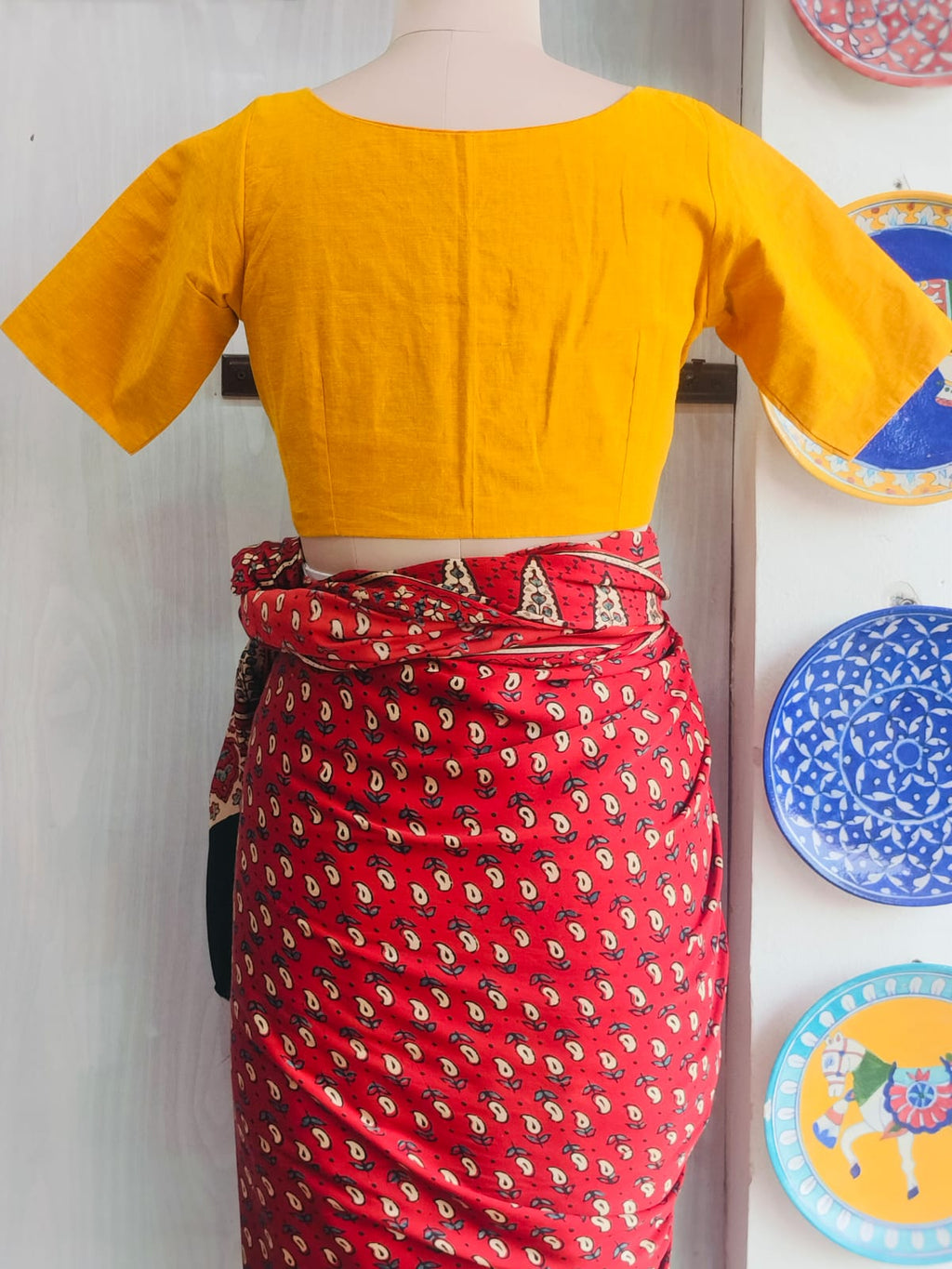 Yellow Cotton Front-Open Non-Padded Blouse