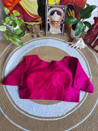 Handcrafted Barbie Pink Raw Silk Padded Blouse