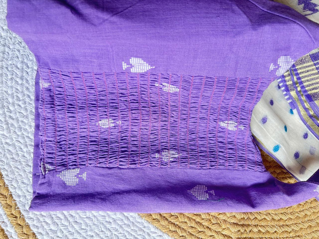 Lavender Pure Cotton Woven Spade Motif Stretchable Readymade Blouse