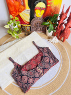 Maroon and Indigo Hand Block Printed Ajrakh Cotton Reversible Readymade Blouse