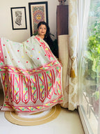 Handcrafted Off-White Cotton Silk Soft Jamdani Saree