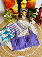 Lavender Pure Cotton Woven Spade Motif Stretchable Readymade Blouse