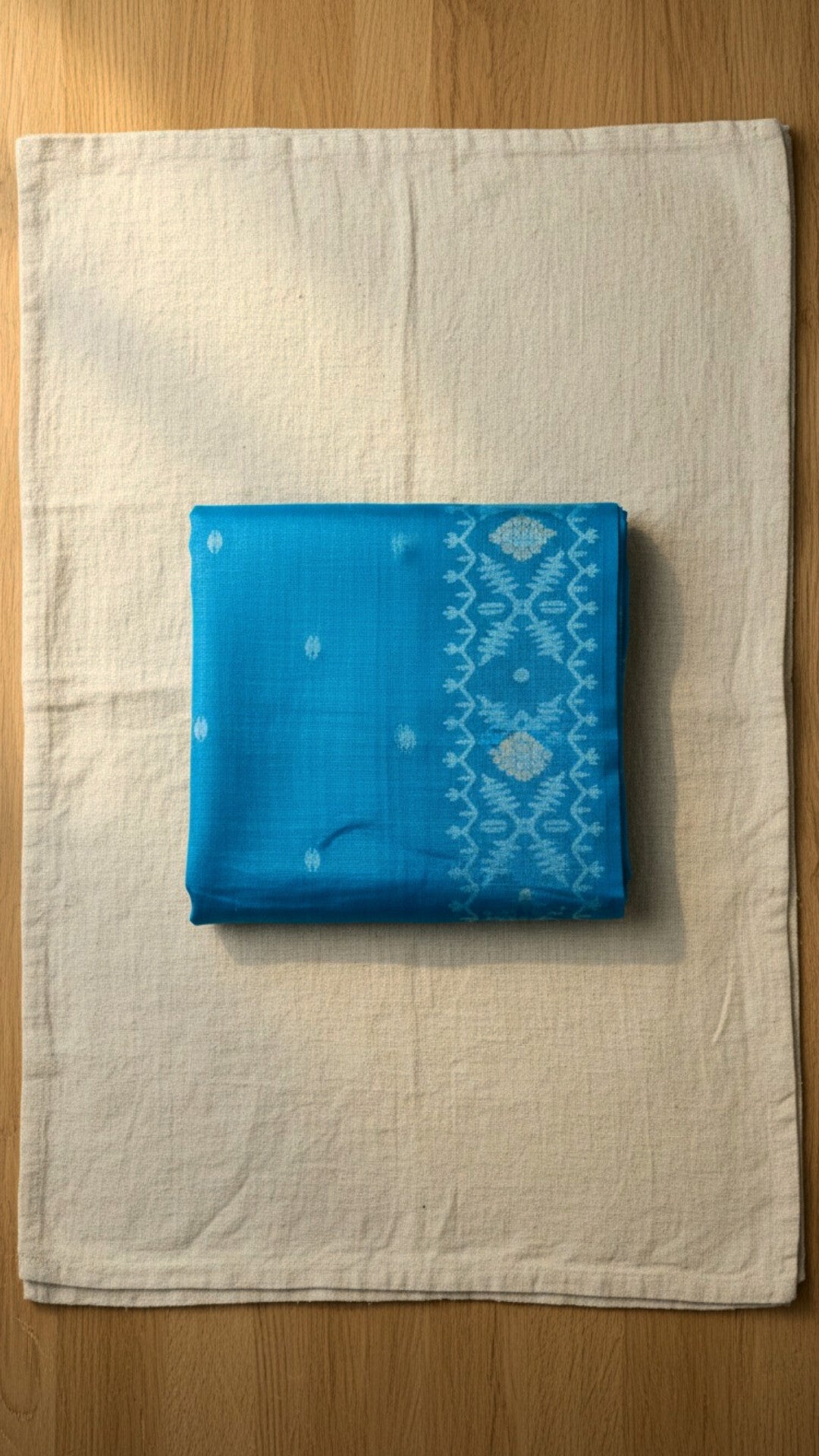 Handwoven Tussar Jamdani (Blue)