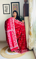 Handcrafted Maroon Cotton Silk Soft Jamdani Saree
