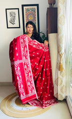 Handcrafted Maroon Cotton Silk Soft Jamdani Saree