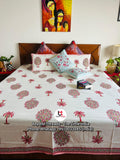 Handcrafted Mughal Tree of Life & Palm Hand-Block Printed Cotton Bedsheet Set