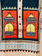 Handcrafted Light Apricot Cotton Men's Kurta with Madhubani Lantern Yoke