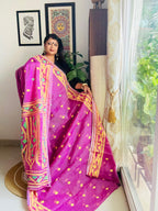 Handcrafted Orchid Magenta Cotton Silk Soft Jamdani Saree