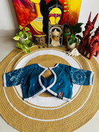 Handcrafted Cerulean Blue Cotton Jamdani Padded Blouse