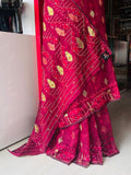 Handcrafted Rani Pink Jamdani Saree with Cutdana Work