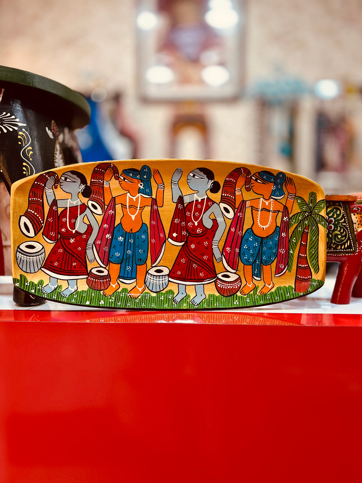 Handpainted Wooden Pattachitra Folklore Serving Tray
