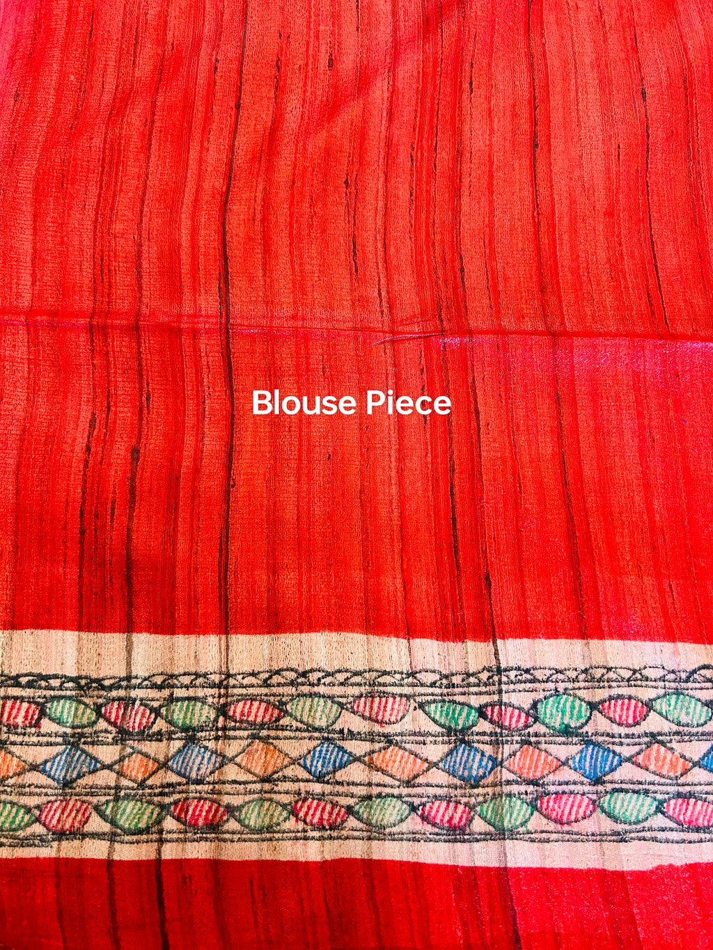 Handpainted Madhubani Tussar Gicha(Red)
