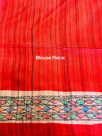 Handpainted Madhubani Tussar Gicha(Red)
