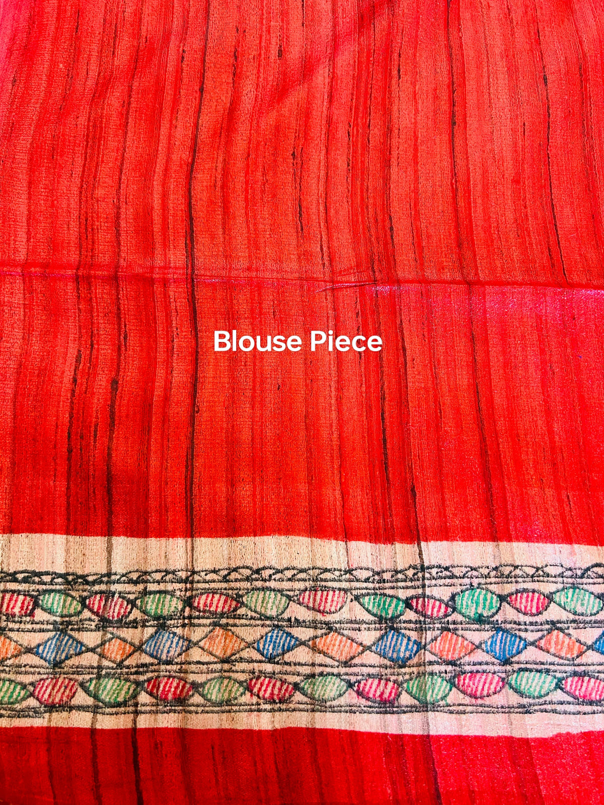 Handpainted Madhubani Tussar Gicha(Red)