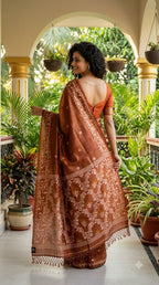 Handwoven Tussar Jamdani (Copper)