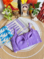 Lavender Pure Cotton Woven Spade Motif Stretchable Readymade Blouse